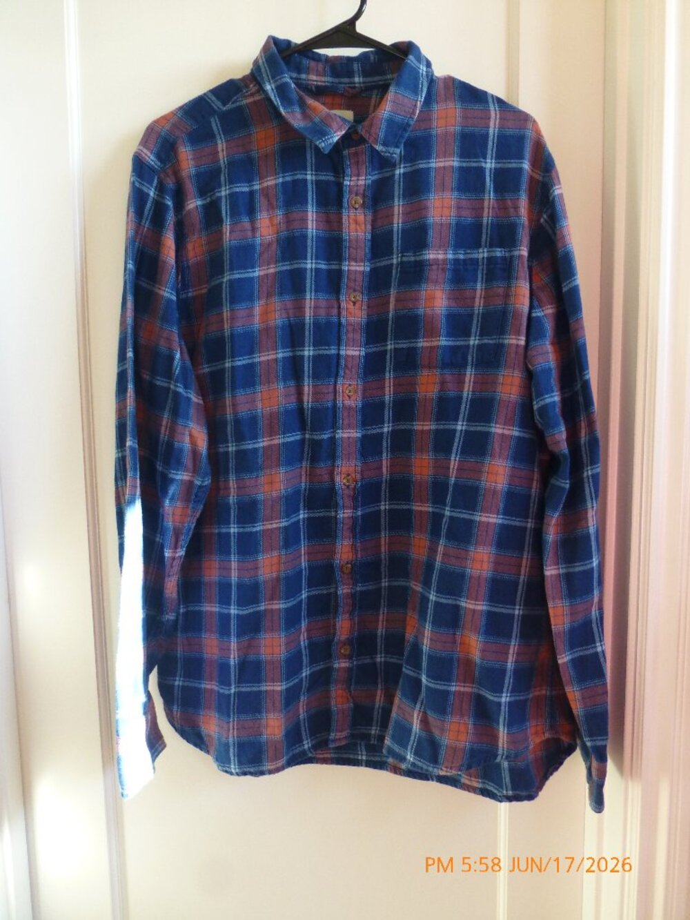 Marine Layer Shirt Mens Blue Red Plaid Long Sleeve Button Up Soft Flannel Size X